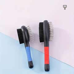 Double Sided Pet Bath Brush with Massage Handle for Dogs and Cats