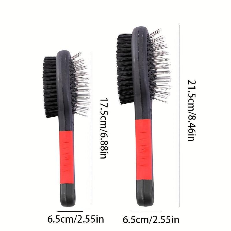 Double Sided Pet Bath Brush with Massage Handle for Dogs and Cats