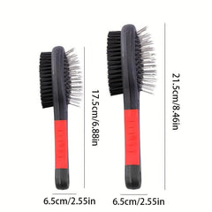 Double Sided Pet Bath Brush with Massage Handle for Dogs and Cats