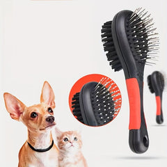 Double Sided Pet Bath Brush with Massage Handle for Dogs and Cats