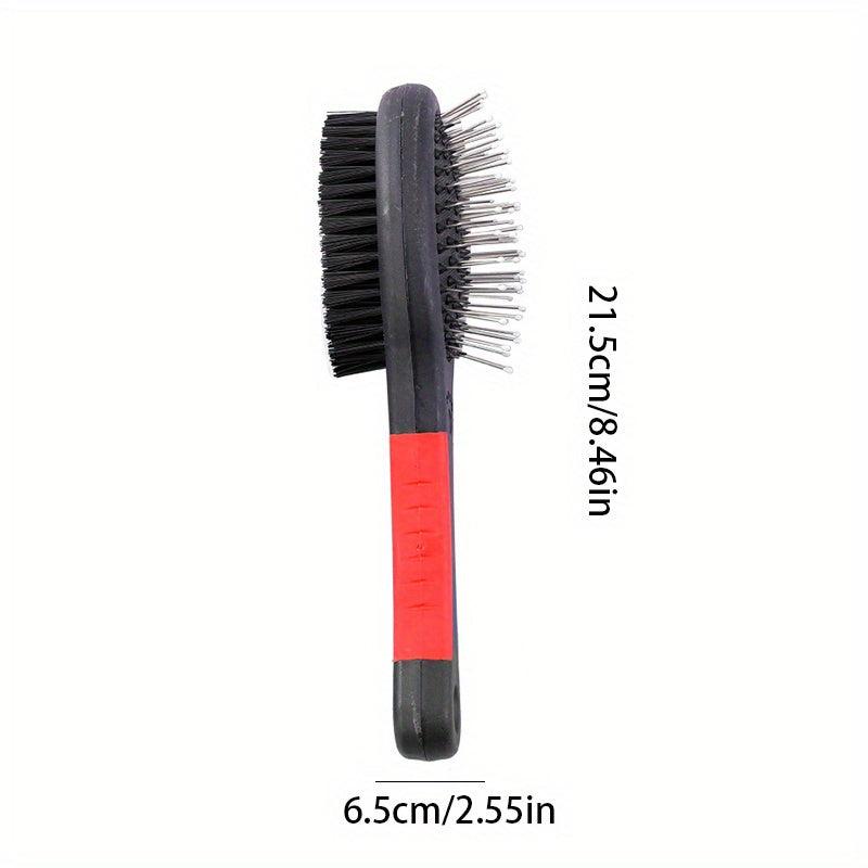 Double Sided Pet Bath Brush with Massage Handle for Dogs and Cats
