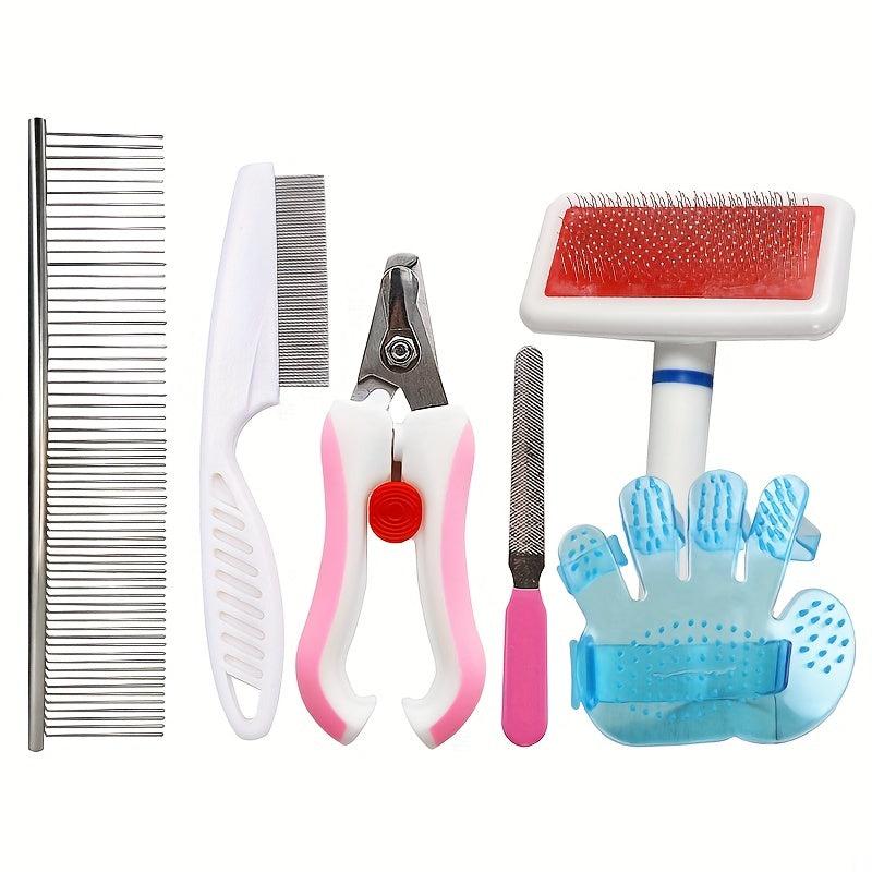 Pet Grooming Set Nail Clippers Comb Brush & Massage