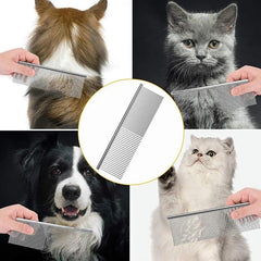 Stainless Steel Pet Grooming Comb Removes Loose Knotted Hair Dogs Cats