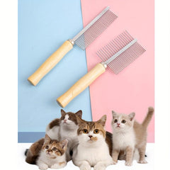 Professional Pet Grooming Tool Double Row Slicker Brush with Wooden Handle