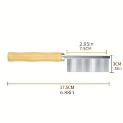 Professional Pet Grooming Tool Double Row Slicker Brush with Wooden Handle