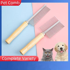 Professional Pet Grooming Tool Double Row Slicker Brush with Wooden Handle