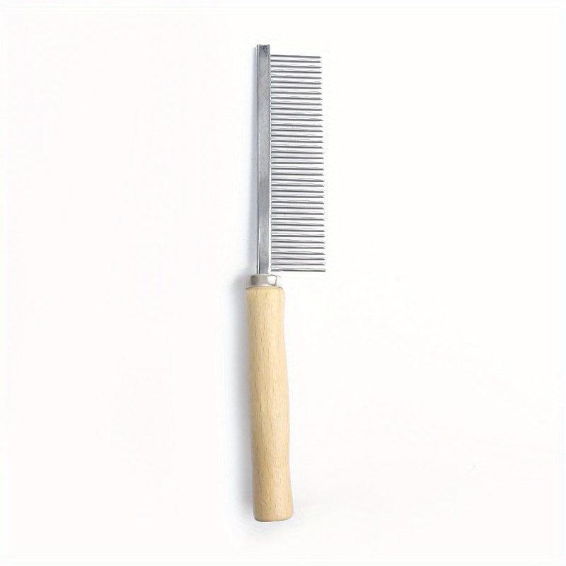 Professional Pet Grooming Tool Double Row Slicker Brush with Wooden Handle