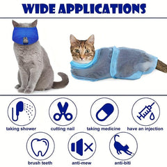 3pcs Adjustable Cat Bathing Bag Set for Pet Grooming