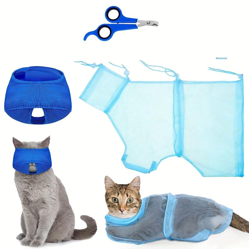 3pcs Adjustable Cat Bathing Bag Set for Pet Grooming