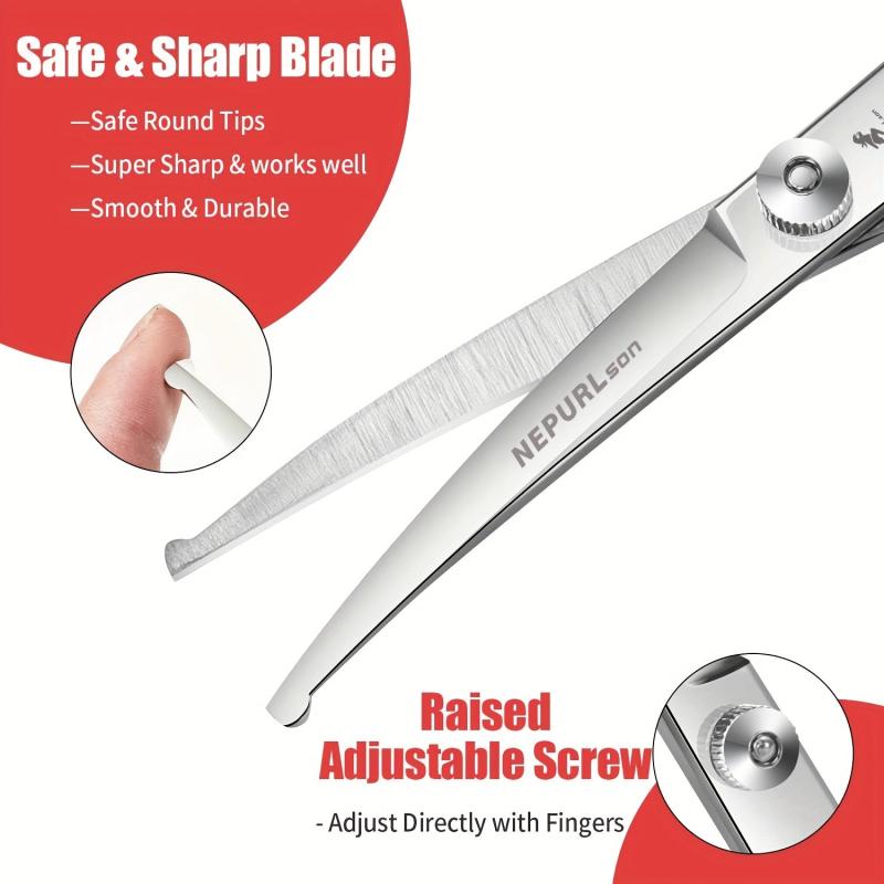 Curved Pet Grooming Scissors for Cats and Dogs - Sharp Stainless Steel Shears