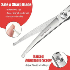 Curved Pet Grooming Scissors for Cats and Dogs - Sharp Stainless Steel Shears