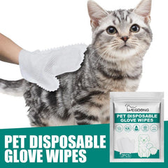 4Pcs Disposable Pet Stain Remover Gloves - Non Woven, No Wash, Soft Eye Wipes