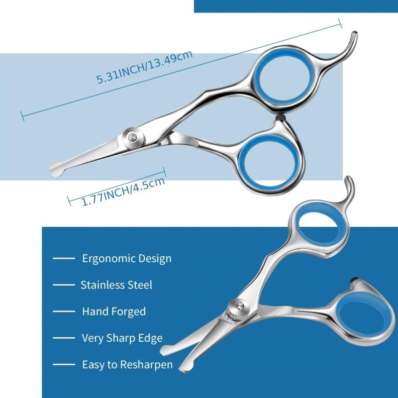 Safe Round Tip Pet Grooming Shears for Ear & Nose Hair Trimming