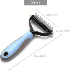 Pet Grooming Brush 2 Sided Undercoat Rake for Dogs & Cats