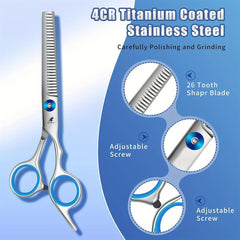 Dog Grooming Scissors Kit with Safety Round Tips Titanium Stainless Steel
