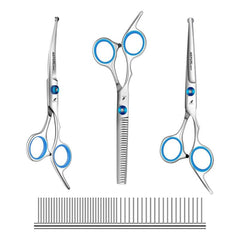 Dog Grooming Scissors Kit with Safety Round Tips Titanium Stainless Steel