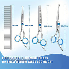 Dog Grooming Scissors Kit with Safety Round Tips Titanium Stainless Steel
