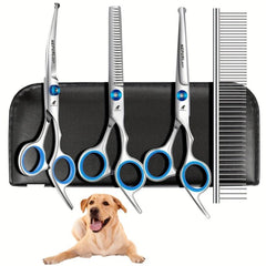 Dog Grooming Scissors Kit with Safety Round Tips Titanium Stainless Steel