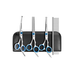 Dog Grooming Scissors Kit with Safety Round Tips Titanium Stainless Steel