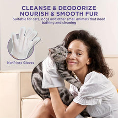 Pet Cleaning & Deodorizing Wipes for Dogs & Cats - Bathing Glove Wipes