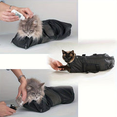 Adjustable Cat Bathing Bag Mesh Grooming Bag