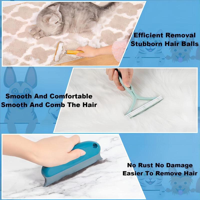 2 Pack Pet Grooming Set: Hair Removal Comb & Slicker Brush