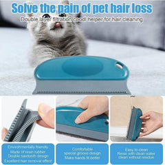 2 Pack Pet Grooming Set: Hair Removal Comb & Slicker Brush