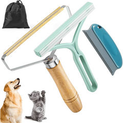 2 Pack Pet Grooming Set: Hair Removal Comb & Slicker Brush