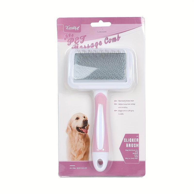 Self-Cleaning Slicker Brush for Shedding Dog Hair & Cat Grooming