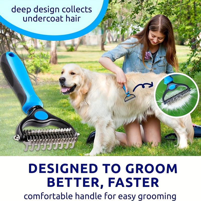 2 in 1 Dog Grooming Brush & Metal Comb for Dematting & Deshedding