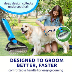 2 in 1 Dog Grooming Brush & Metal Comb for Dematting & Deshedding