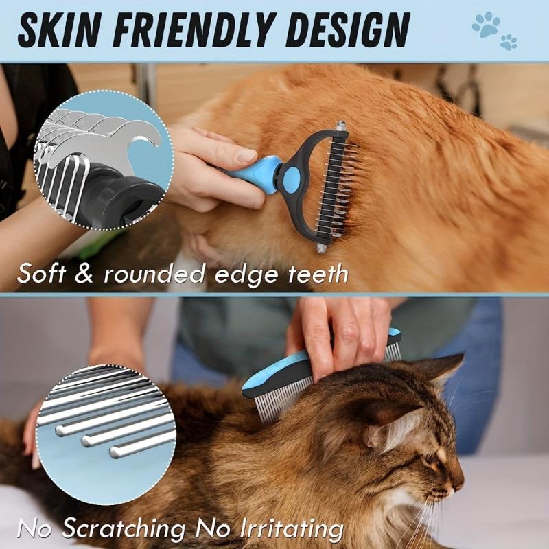 2 in 1 Dog Grooming Brush & Metal Comb for Dematting & Deshedding