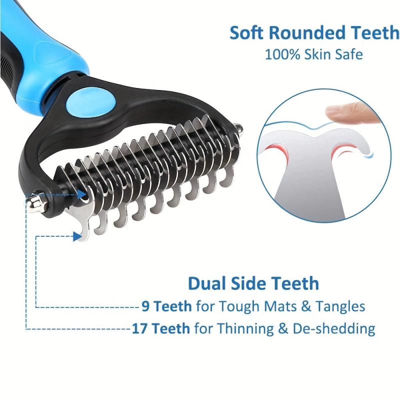 2 in 1 Dog Grooming Brush & Metal Comb for Dematting & Deshedding