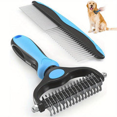 2 in 1 Dog Grooming Brush & Metal Comb for Dematting & Deshedding