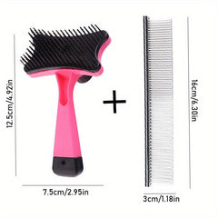 2pcs Pet Grooming Brush Set - Removes Tangles Mats Shedding Hair