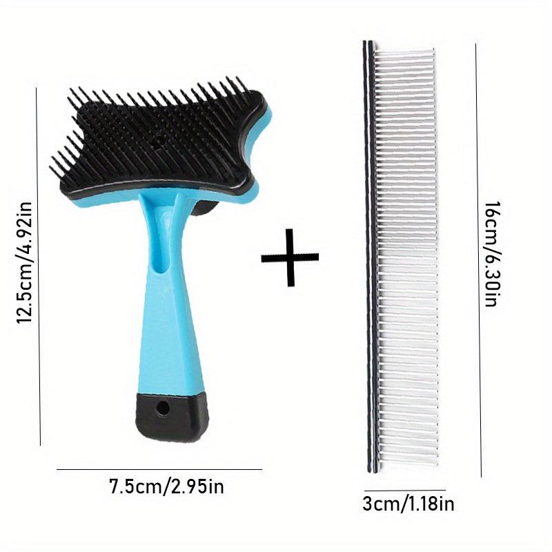 2pcs Pet Grooming Brush Set - Removes Tangles Mats Shedding Hair