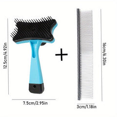 2pcs Pet Grooming Brush Set - Removes Tangles Mats Shedding Hair