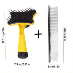 2pcs Pet Grooming Brush Set - Removes Tangles Mats Shedding Hair