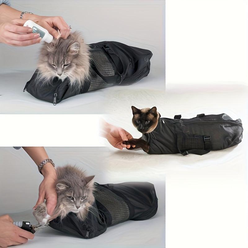 Cat Bathing Bag Mesh Adjustable Washing Bag Cat Grooming Bag