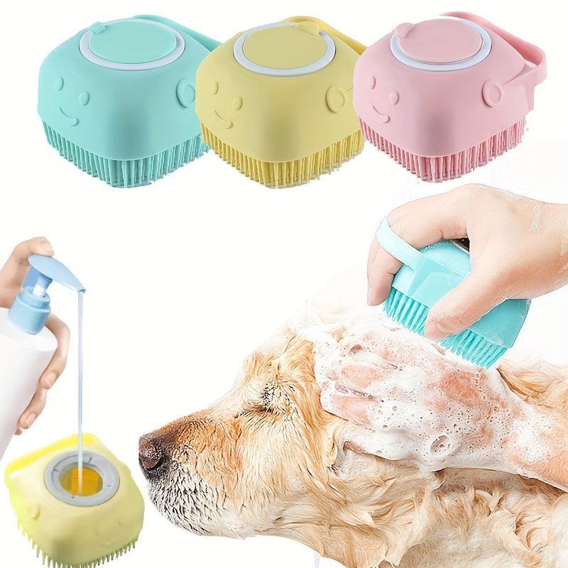 Pet Shampoo Brush Silicone Massage Rubber Comb for Dog & Cat Grooming