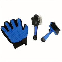 3 in 1 Pet Grooming Set Gloves Comb & Dematting Tool Dogs Cats