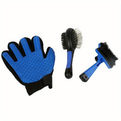 3 in 1 Pet Grooming Set Gloves Comb & Dematting Tool Dogs Cats