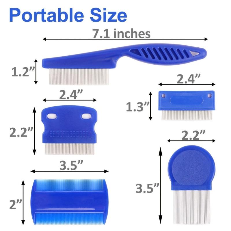 6pcs Stainless Steel Flea Comb for Dogs and Cats - Gentle Pet Grooming Tool