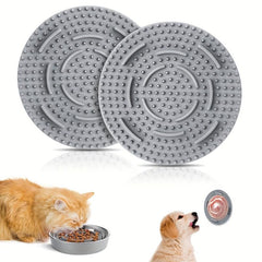 2pcs Round Soft Silicone Pet Slow Feeder