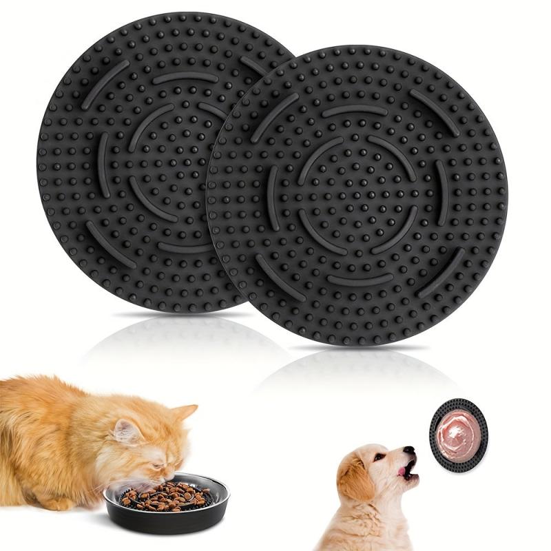 2pcs Round Soft Silicone Pet Slow Feeder