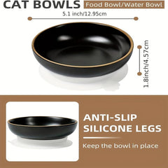 Ceramic Cat Food Bowls with Non-slip Base, Set of 4