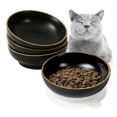Ceramic Cat Food Bowls with Non-slip Base, Set of 4