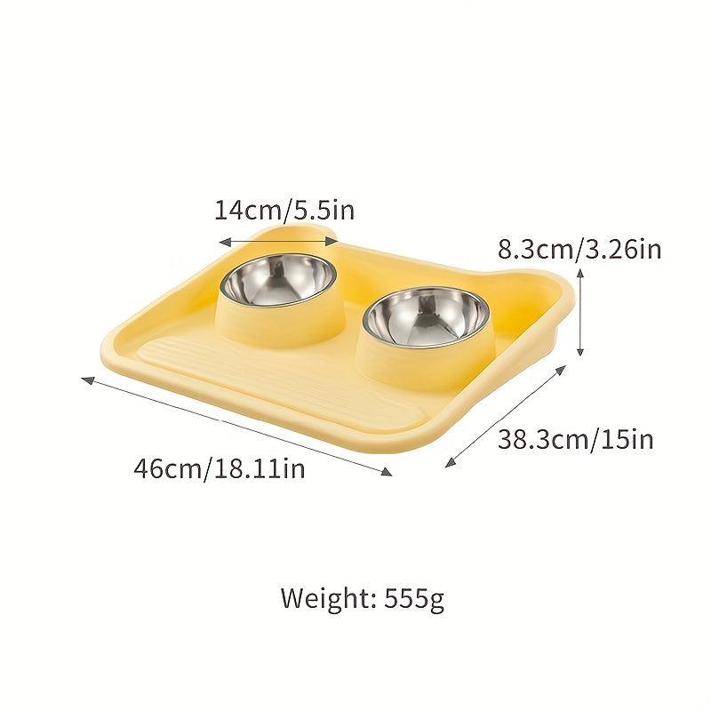 Stainless Steel Dog Double Bowls with Non-Slip Mat