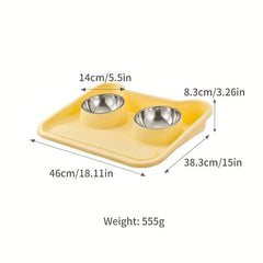 Stainless Steel Dog Double Bowls with Non-Slip Mat