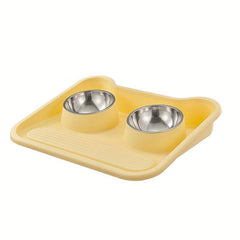 Stainless Steel Dog Double Bowls with Non-Slip Mat